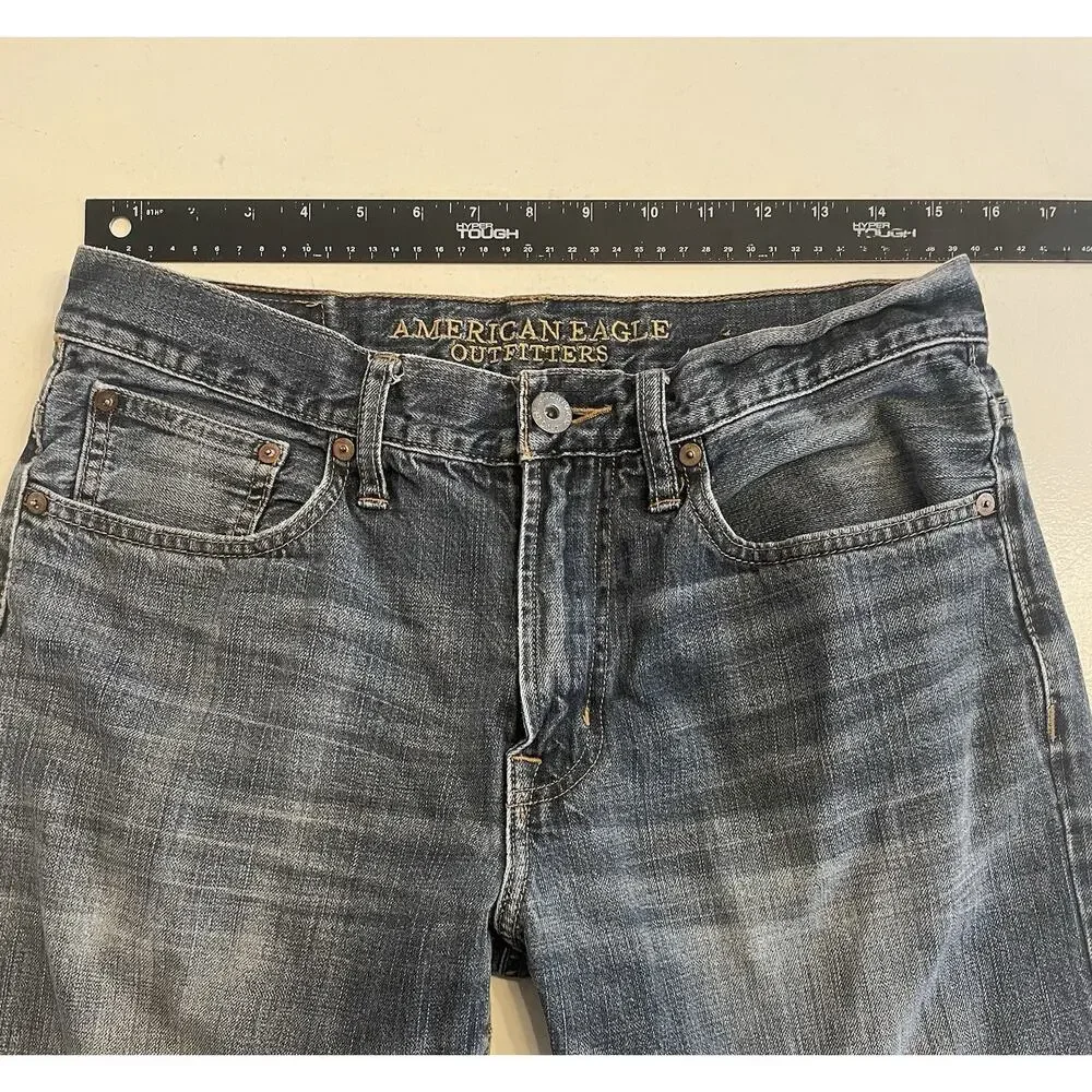 Men AE American Eagle Relaxed Straight 31 x 32 Dark Wash Blue Jeans Mid Rise